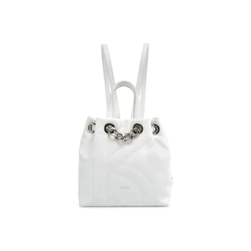 ROSA.K Корова Кожа Ведро-Формовая Сумка Сумка Ручная Сумка Рюкзак Маленький Женский Черный Белый