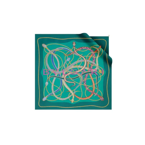 BVLGARI Serpenti 75 Платок Тонкая Шелковая Саржа Изумрудно-зеленого Цвета С Принтом, Металлическая Подвеска BVLGARI BVLGARI