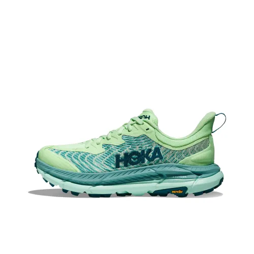 HOKA ONE ONE Mafate Speed 4 Slip-resistant Abrasion-resistant Low Top Casual Running Shoes Women's Lime Dust Blue HOKA ONE ONE Mafate Speed 4 Противоскользящий Устойчивый к истиранию Низкий Топ Повседневные Беговые Кроссовки Женские Лайм Пыльно-Синий