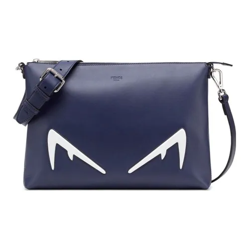 FENDI Телячья кожа Курьерская сумка Сумка через плечо Мужская Темно-синяя