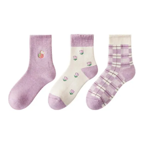 Caramella Светло-фиолетовые Женские Носки MID до икры