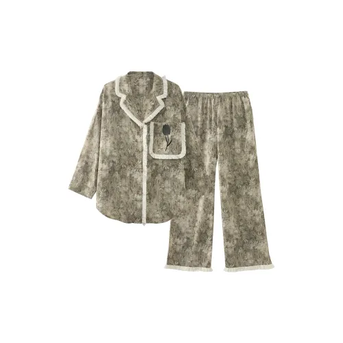 Chun Xi Хаки Женские Пижамные Комплекты