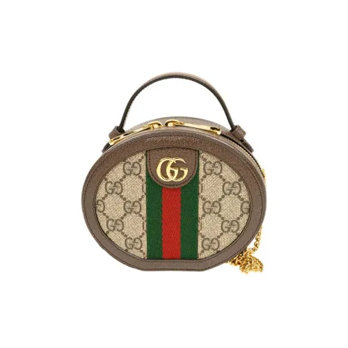 GUCCI Ophidia Холст и Кожа Сумка Сумка через плечо Сумка через плечо Мини Женская Коричневая