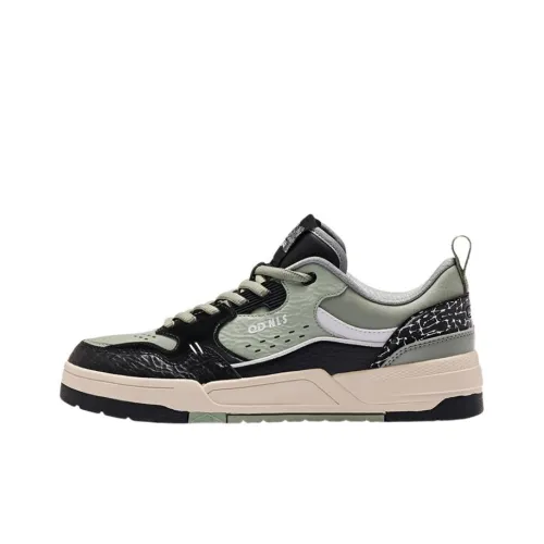 QIAODAN Get Rich Every Day Slip-resistant Shock Absorbers Низкие Кроссовки для Скейтбординга Мужские Зеленые Серые