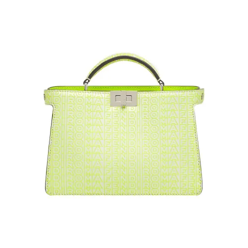 FENDI Peekaboo ISeeU Сумка через плечо из коровьей кожи маленькая сумка мужская неоново-желтый белый