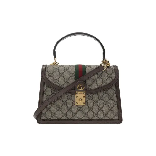 GUCCI Ophidia Холст и Кожа Сумка через плечо Сумка Маленькая Женская Эбеново-Коричневая