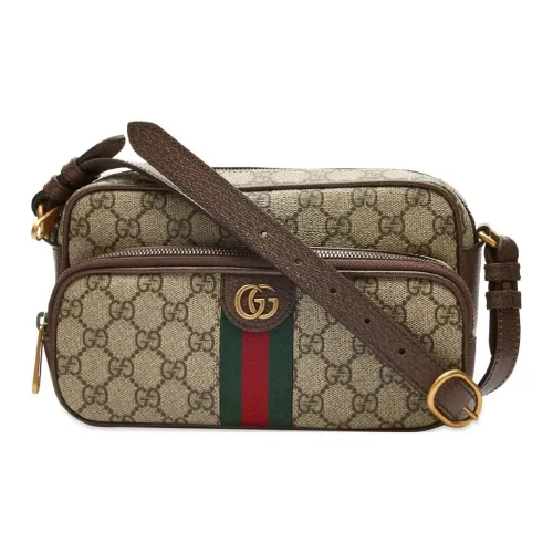 GUCCI Ophidia Холст и Кожа Комбинированная Курьерская Сумка Сумка через плечо Маленькая Мужская Бежевая Черная