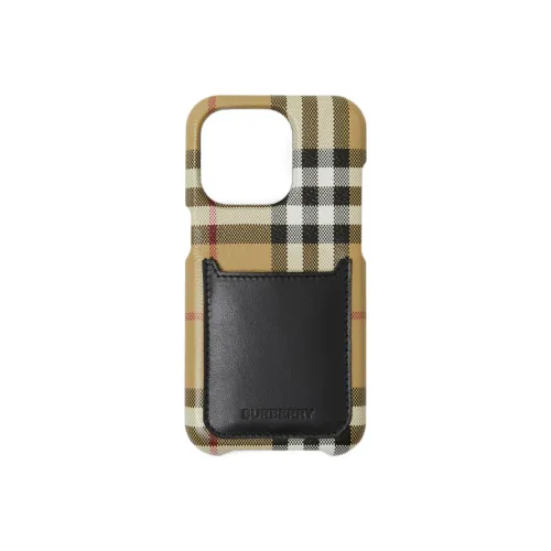Burberry Хлопок с коровьей кожей Iphone 14 Pro Мобильный телефон Защитный чехол Сумка Аксессуар Мужской Архивный бежевый