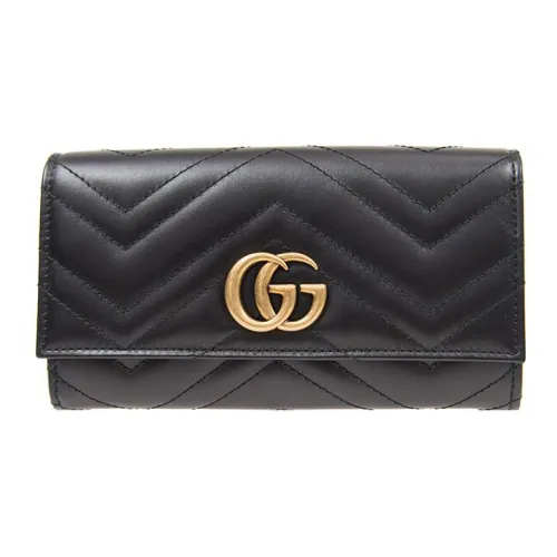 GUCCI GG Marmont Quilted Кожа Кошелек Стандартный Женский Черный