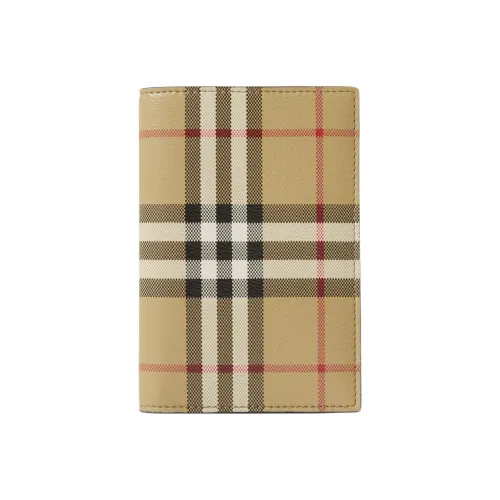 Burberry Хлопок с кожаными вставками Держатель для паспорта Мужской Архивный бежевый