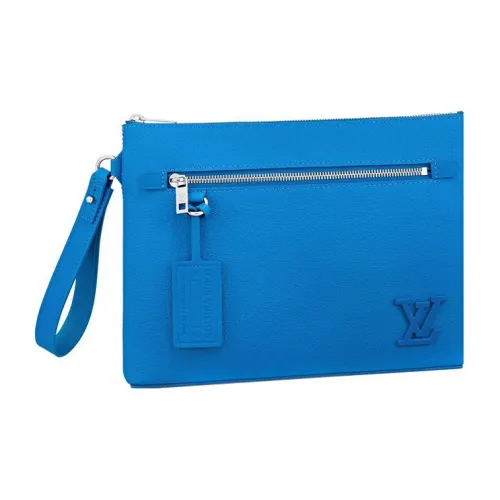 LOUIS VUITTON TAKEOFF Клатч из коровьей кожи мужской синий
