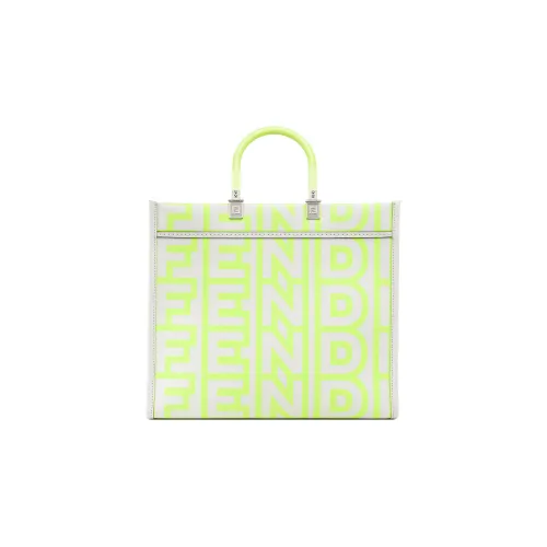 FENDI Marc Jacobs Collaboration Телячья кожа Тоут Сумка Сумка для покупок Сумка среднего размера Женская Белая Неоново-желтая