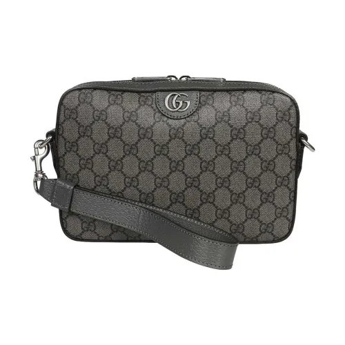GUCCI Ophidia Холст и Кожа Комбинированная Сумка через плечо Сумка на плечо Мужская Серого цвета