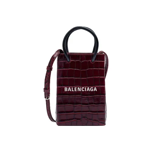 Balenciaga Крокодиловый узор Коровья кожа Сумка Сумка через плечо Сумка через плечо Стандартная Женская Бургунди