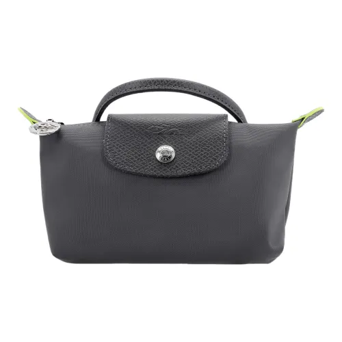 LONGCHAMP Le Pliage Green Коровья кожа Комбинированный Косметичка Сумка Стандартная Женская Графитовый серый