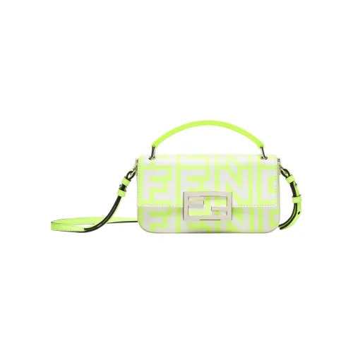 FENDI Marc Jacobs Collaboration Телячья кожа Портативный Одно плечо Через плечо Чехол для телефона Женские Неоново-желтый