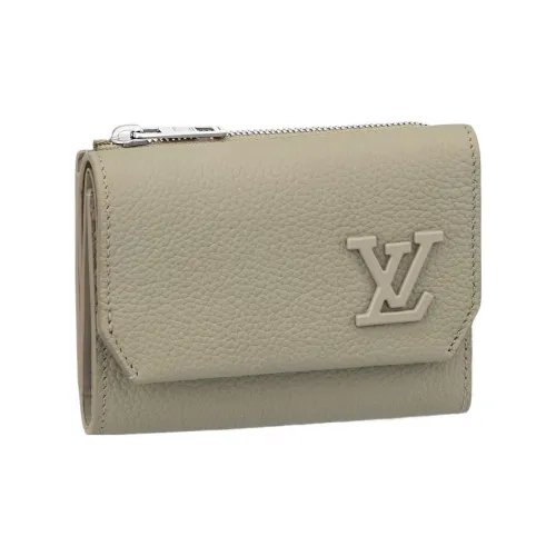 LOUIS VUITTON Кошелек из коровьей кожи Мужской Серый Зеленый