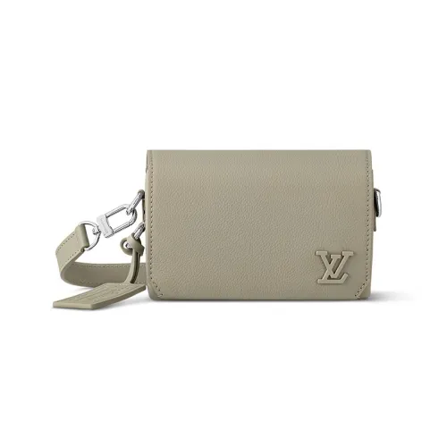 LOUIS VUITTON Сумка из коровьей кожи Сумка через плечо Кошелек Мужской Серый Зеленый