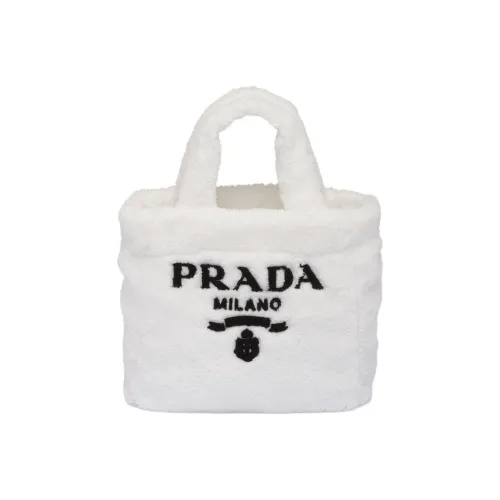 PRADA Вышивка Лоскутная ткань Тоут Сумка Сумка для покупок Сумка Мини Женская Черная Белая