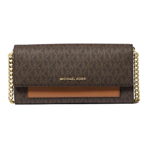 MICHAEL KORS Jet Set Холст Конверт Сумка через плечо Средняя Женская Коричневая