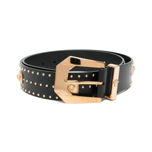 VERSACE Телячья кожа Кожаные ремни Мужской Черный 4CM