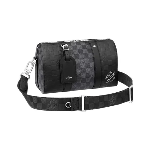 LOUIS VUITTON Корова Кожа Холст Сумка через плечо Стандартная Мужская Серый Черный