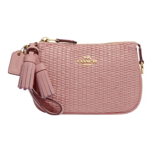 COACH Nolita Плетеная соломенная кожа с гладкой кожей Сумка через плечо Женская Розовая