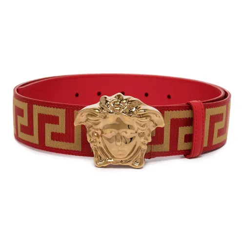 VERSACE Ремни из коровьей кожи Мужской Красный Ширина 3,5 см