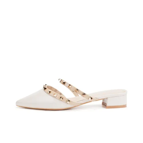 OMS Французский Элегантный Модный Заостренный носок Stud Slip-On Мюли Женские