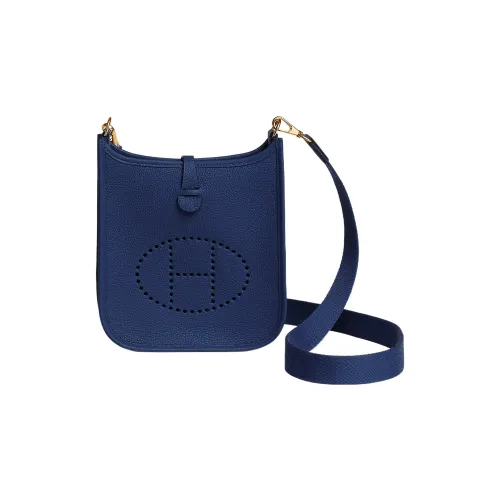 HERMES Evelyne TM Bullock Кожа Сумка через плечо Мини Женские BLEU Saphir Сапфирово-синий