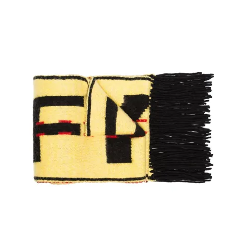 Off Белый Wool Knit Шарфы Желтые Женские