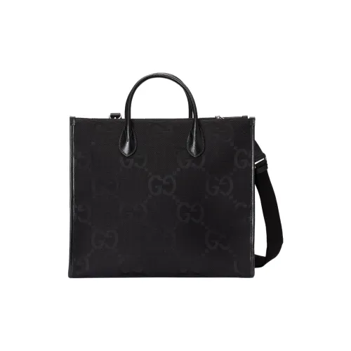 GUCCI Canvas с кожаными вставками тоут сумка для покупок холщовая сумка большая мужская черная