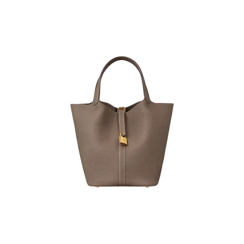 HERMES Picotin Lock Кожа Корзина Сумка Ведрообразная Сумка Сумка 26 Унисекс 18 Этуп Слон Серый