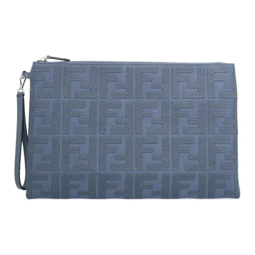 FENDI Ткань с коровьей кожей большой клатч женский синий