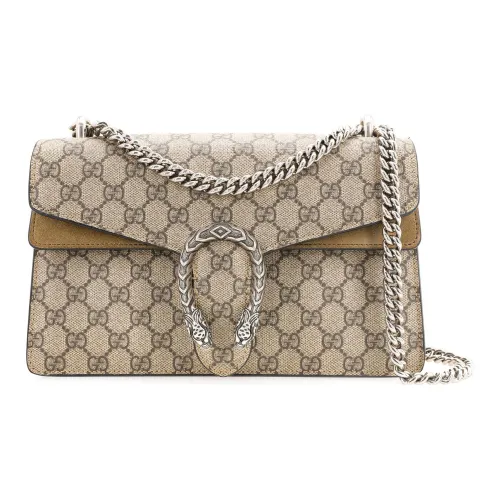 GUCCI Dionysus Холст Сумка через плечо Сумка на плечо Маленькая Женская Цвет Эбеновое дерево и Бежевый