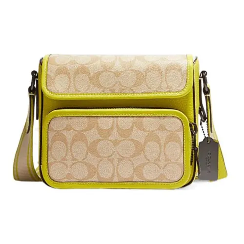 COACH Sullivan Холст Многофункциональная Сумка Сумка через плечо Стандартная Мужская Лимон и Хаки