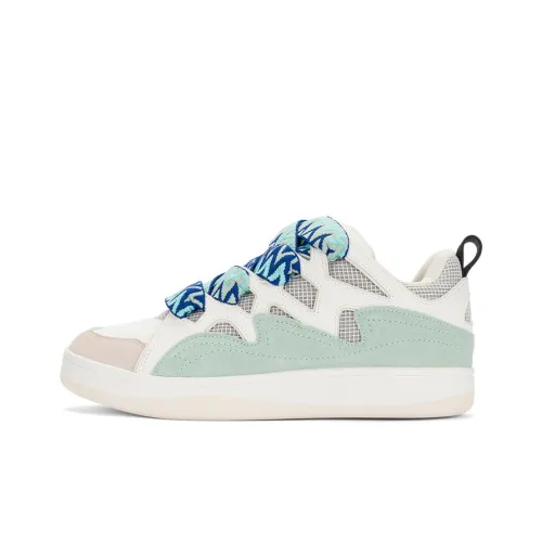 Кроссовки для скейтбординга KAPPA Low Top Корейские Белый/Холодный Серый/Озёрный Зелёный 012 Унисекс