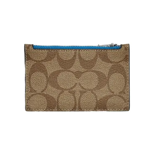 COACH Карточный чехол из искусственной кожи кошелек для монет держатель для карт женский коричневый и синий