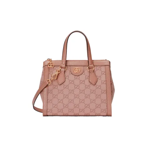 GUCCI Ophidia Холст и Кожа Тоут Сумка Сумка для покупок Маленькая Сумка Женская Розовая