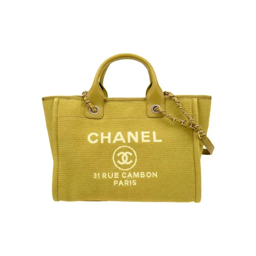 CHANEL Canvas Bag Tote Bag Shopping Bag Shoulder Bag Crossbody Bag Small Women's Yellow Green