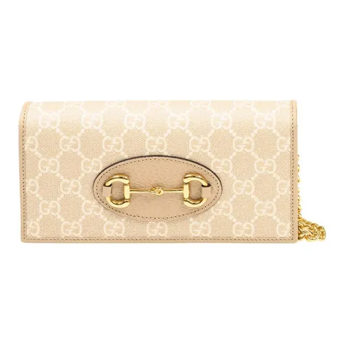 GUCCI Horsebit 1955 Холст с кожей Сумка через плечо Кошелек Женские Овсяный