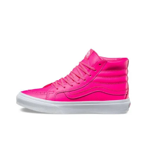 Vans Neon Leather Sk8 Hi Slim High Top Скейтборд Кроссовки Unisex Pink