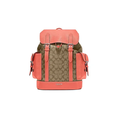 COACH Hudson Коровья кожа Рюкзак Большой Мужской Апельсин Коричневый