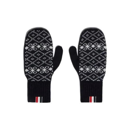 THOM BROWNE Вязаные перчатки из шерсти/кашемира, черные, мужские