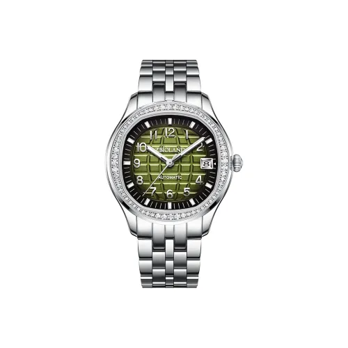 ZBIOLAND Автоматический Механический Механизм Нержавеющая Сталь Ремешок Часы Женские Часы Зеленый Циферблат ZBL6330