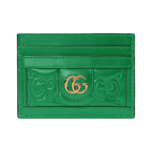 GUCCI GG Matelassé Кожа Клатч Держатель для карт Маленький Женский Зеленый