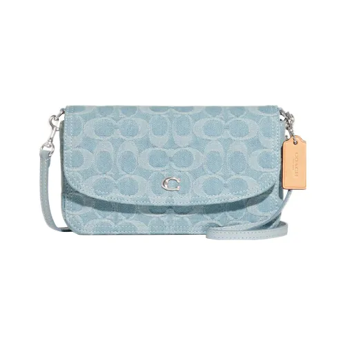 COACH Hayden Denim Утонченная Телячья Кожа Конверт Сумка Сумка через плечо Маленькая Женская Синяя