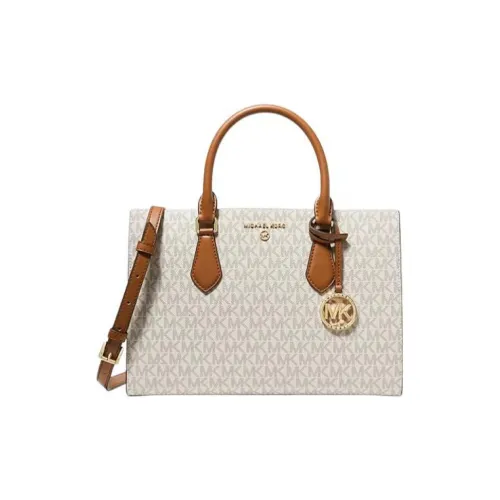 MICHAEL KORS Valerie Холст Доска Доска Сумка Сумка через плечо Сумка через плечо Средняя Женская Ванильный Белый и Коричневый Жемчужный