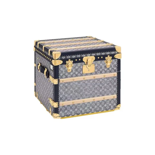 LOUIS VUITTON Холст и кожа Хранение Коробка Твердый Чехол Унисекс Серый Морской Синий