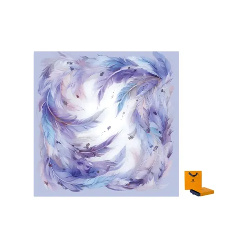 WENSLI Шелковые шарфы Светло-фиолетовый с коробкой + сумкой для покупок Женские